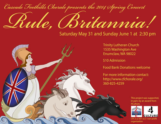 Poster for Cascade Foothills Chorale Spring Concert created in Photoshop
