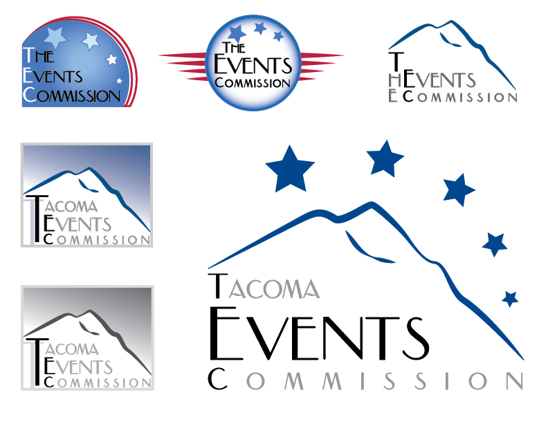 These are variations on a logo created in Illustrator.  The approved design is in the lower right hand corner.