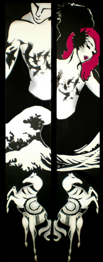 black and white