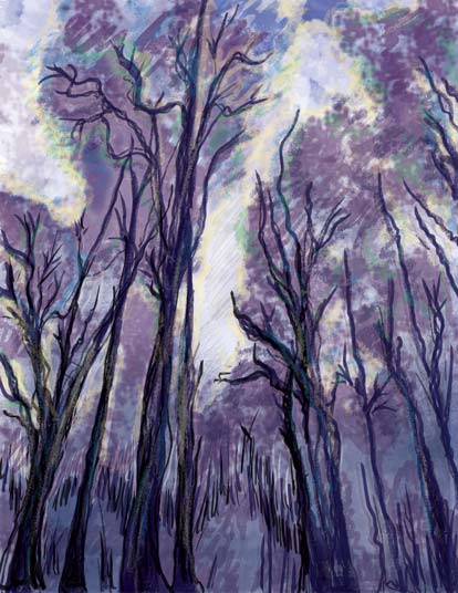 blue trees - created in Illustrator
